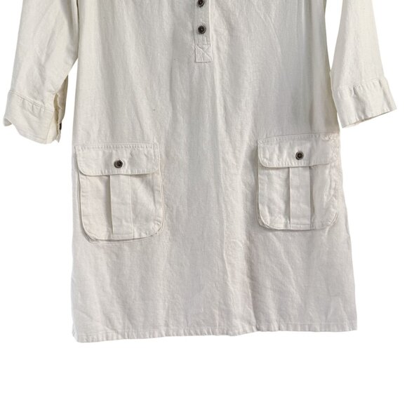 Old Navy Womens White Linen Blend 3/4 Sleeve Button Front Mini Shirt Dress XS - Picture 4 of 9